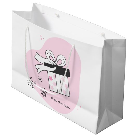 Creëer Je eigen geschenkdoos & sneeuwvlokken Kerst Groot Cadeauzakje (Voorkant Gekanteld)