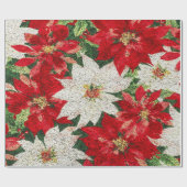 Creëer Je eigen Glitter Poinsettia Flowers Cadeaupapier (Vlak)