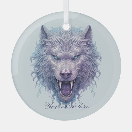 Creëer Je eigen goddeloze Paarse wolf Glas Ornament (Voorkant)