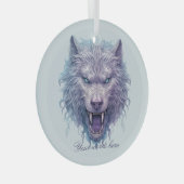 Creëer Je eigen goddeloze Paarse wolf Glas Ornament (Voorkant Rechts)