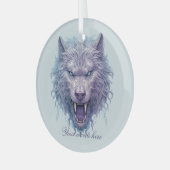 Creëer Je eigen goddeloze Paarse wolf Glas Ornament (Voorkant links)