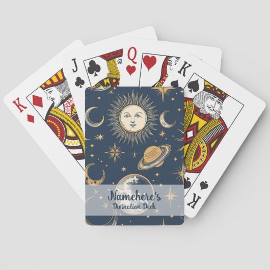 Creëer Je Eigen Goud Blauw Wit Hemels Pokerkaarten (Achterkant)