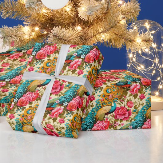 Creëer Je Eigen Gouden Pauwentuin Cadeaupapier (Feestdagen)