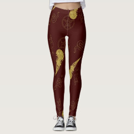 Creëer Je Eigen Gouden Rituele Symbolen Rood Leggings