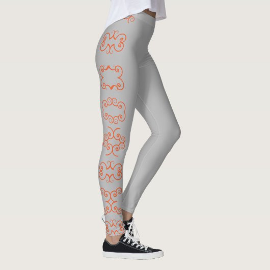 Creëer je eigen grijze kledingflorale Patroonkunst Leggings (Rechts)