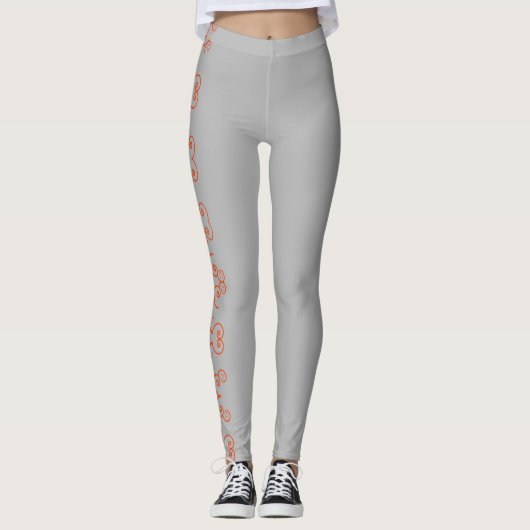 Creëer je eigen grijze kledingflorale Patroonkunst Leggings (Voorkant)