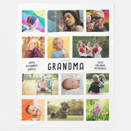 Creëer je eigen grootouders Fotocollage Large Fleece Deken (Voorkant)