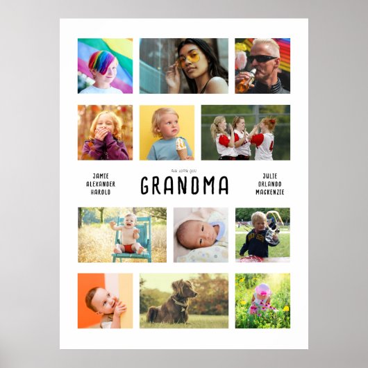 Creëer je eigen grootouders Fotocollage Large Poster (Voorkant)