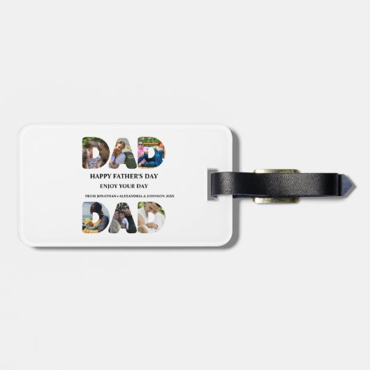 Creëer je eigen Happy vaders dag 6 fotocollage Bagagelabel (Achterkant horizontaal)