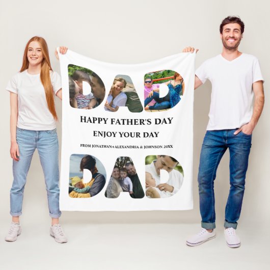 Creëer je eigen Happy vaders dag 6 fotocollage Fleece Deken (In situ)