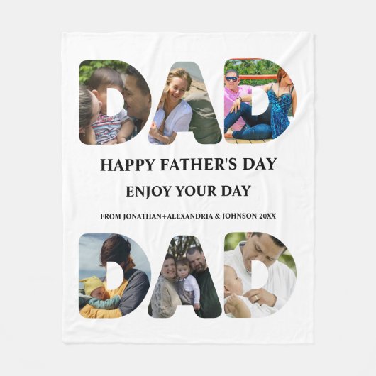 Creëer je eigen Happy vaders dag 6 fotocollage Fleece Deken (Voorkant)
