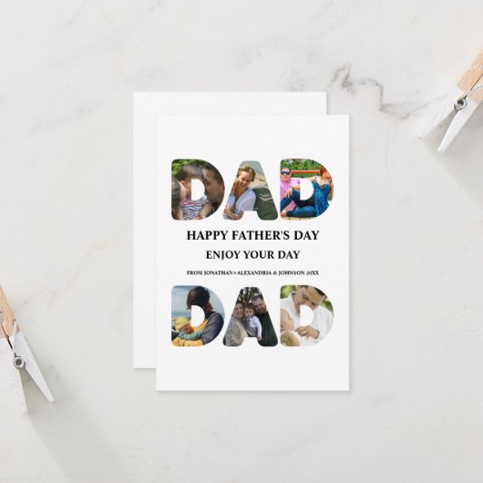 Creëer je eigen Happy vaders dag 6 fotocollage Kaart (Voorkant / Achterkant in situ)
