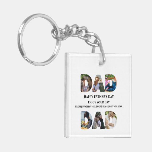 Creëer je eigen Happy vaders dag 6 fotocollage Sleutelhanger (Voorkant Links)