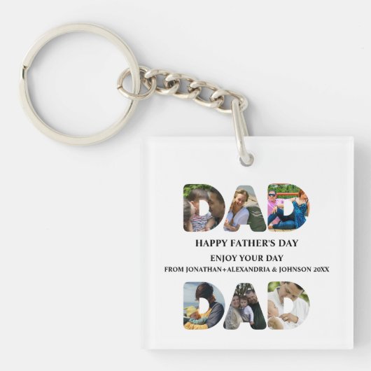 Creëer je eigen Happy vaders dag 6 fotocollage Sleutelhanger (Voorkant)