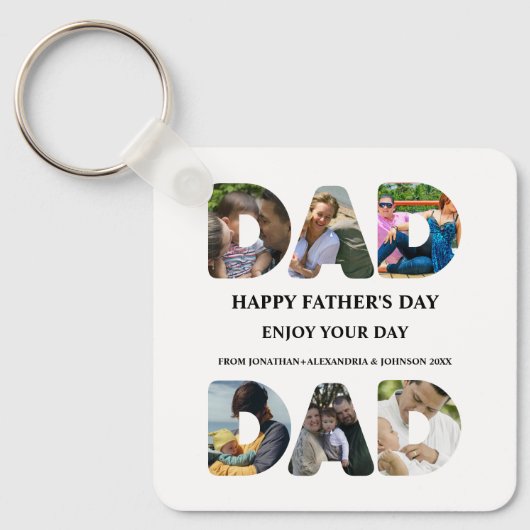 Creëer je eigen Happy vaders dag 6 fotocollage Sleutelhanger (Voorkant)