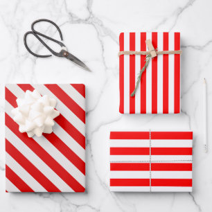 Creëer Je eigen Heavy Polyester streep rood/wit Inpakpapier Vel