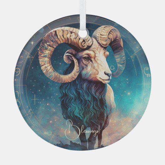 Creëer Je eigen hemellichaam Ram Zodiac Glas Ornament (Voorkant)