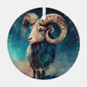 Creëer Je eigen hemellichaam Ram Zodiac Glas Ornament (Achterkant)