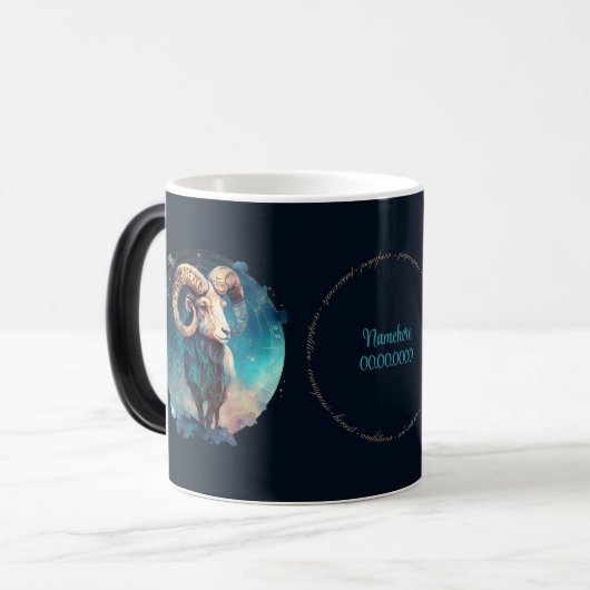 Creëer Je eigen hemellichaam Ram Zodiac Magische Mok (Voorkant links)