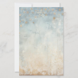 Creëer Je Eigen Hemelsblauwe Gouden Grunge Sterren Briefpapier