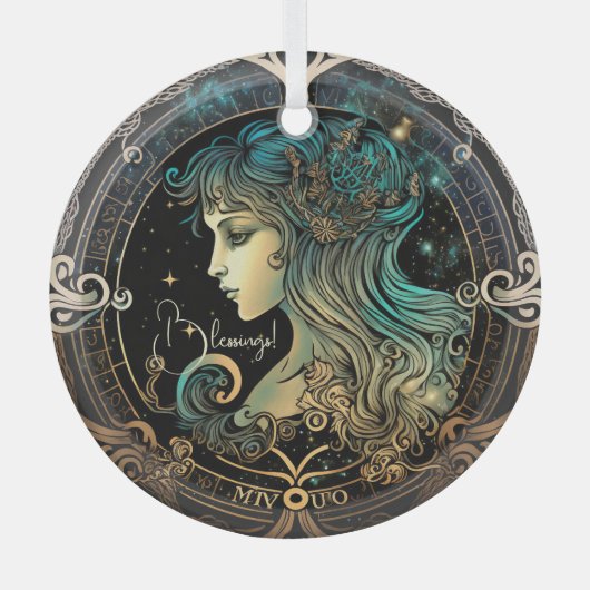 Creëer Je eigen hemelse Maagd Zodiac Glas Ornament (Voorkant)