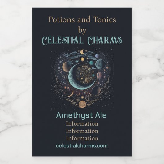 Creëer Je eigen hemelse maan Wijn Etiket (Enkel label)