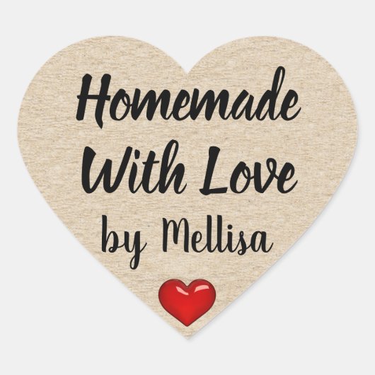 Creëer je eigen Homemade met liefde bedankt Hart Sticker (Voorkant)
