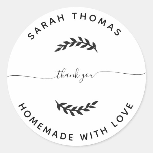 Creëer Je eigen homemade met liefde Dank je Ronde Sticker (Voorkant)