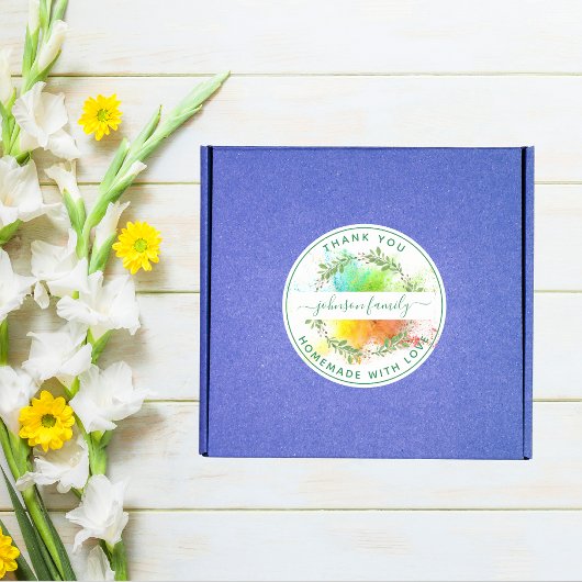 Creëer Je eigen homemade met liefde Dank je Ronde Sticker