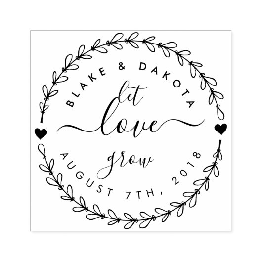 Creëer je eigen huwelijksdatum "Laat de liefde gro Rubberstempel (Afrduk)