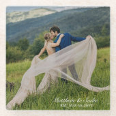 Creëer Je eigen huwelijksfoto op Elegant Glazen Onderzetter (Voorkant)