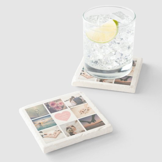 Creëer Je eigen huwelijksfoto op maat Stenen Onderzetter (Zijkant)