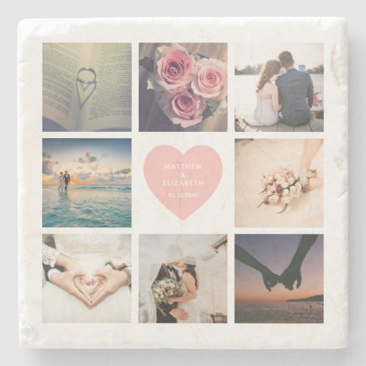 Creëer Je eigen huwelijksfoto op maat Stenen Onderzetter (Voorkant)