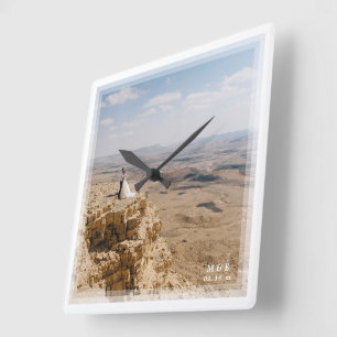 Creëer Je eigen huwelijksfoto op maat Vierkante Klok