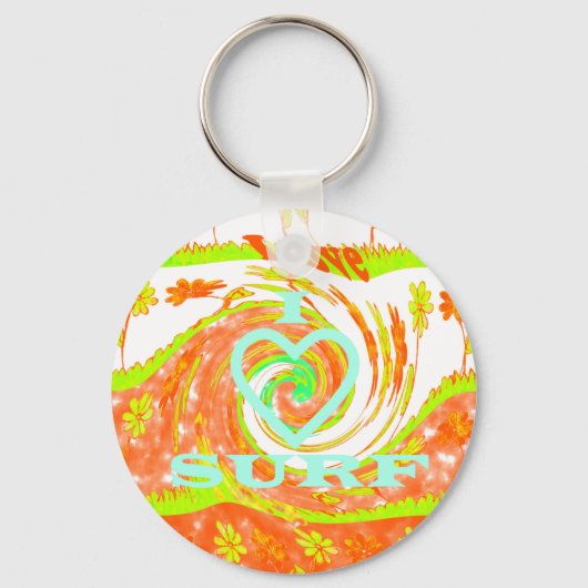 Creëer je eigen ik hou van surfen. sleutelhanger (Voorkant)