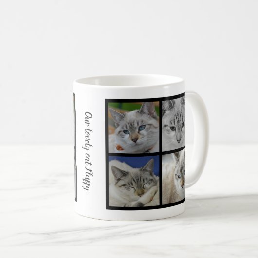 Creëer je eigen kattenfotocollage monogram koffiemok (Voorkant rechts)