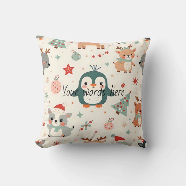 Creëer je eigen Kawaii vrienden winterdieren Kussen (Voorkant)