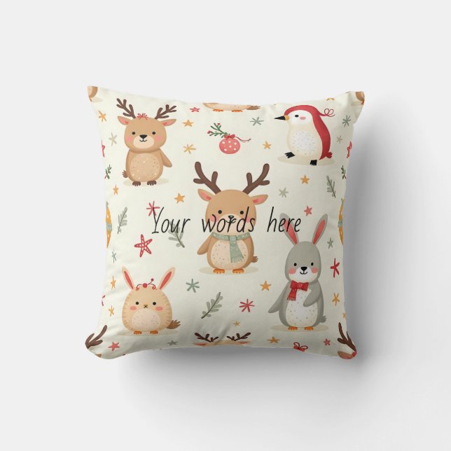 Creëer je eigen Kawaii wintervrienden dieren Kussen (Voorkant)