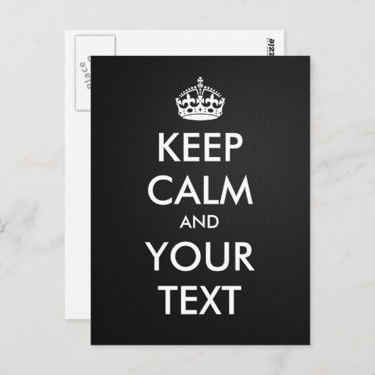 Creëer je eigen "Keep Calm and Carry On" (metal 1) Briefkaart (Voorkant / Achterkant)