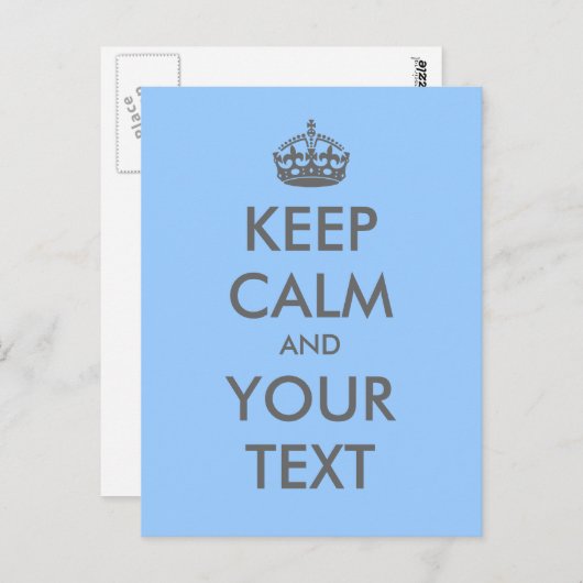 Creëer je eigen "Keep Calm" (grijze tekst & kroon) Briefkaart (Voorkant / Achterkant)