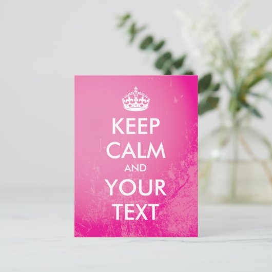 Creëer je eigen "Keep Calm" (roze grunge) Briefkaart (Staand voorkant)