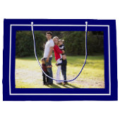 Creëer je eigen kerstblauwe fotocadeautas! groot cadeauzakje (Achterkant)