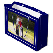 Creëer je eigen kerstblauwe fotocadeautas! groot cadeauzakje (Achterkant Gekanteld)