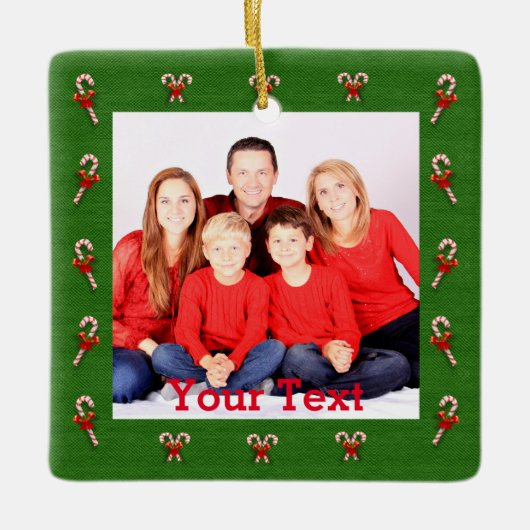 Creëer je eigen kerstfamilie foto keramisch ornament (Voorkant)