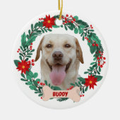 Creëer Je eigen kerstkrans met huisdierenfoto Keramisch Ornament (Voorkant)