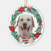 Creëer Je eigen kerstkrans met huisdierenfoto Keramisch Ornament (Links)