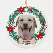 Creëer Je eigen kerstkrans met huisdierenfoto Keramisch Ornament (Achterkant)