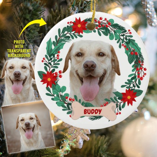 Creëer Je eigen kerstkrans met huisdierenfoto Keramisch Ornament