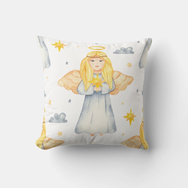 Creëer Je eigen kleurkeuze Harten & Sterren Engele Kussen (Voorkant)