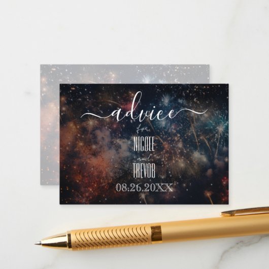 Creëer je eigen kleurrijke vuurwerk advieskaart (Voorkant / Achterkant in situ)